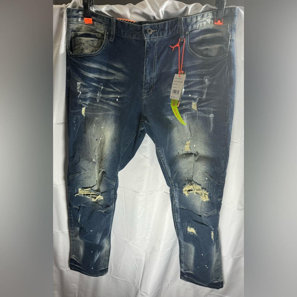 Smoke Rise Vintage Indigo Distressed Denim Jeans